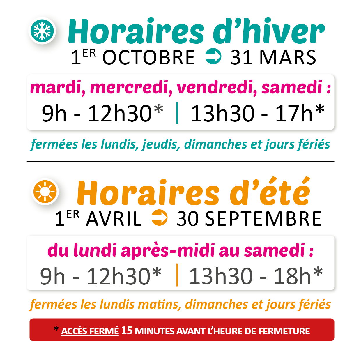 Horaires déchetteries 2023