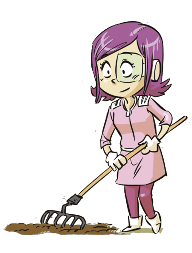Personnage d'illustration en train de ratisser
