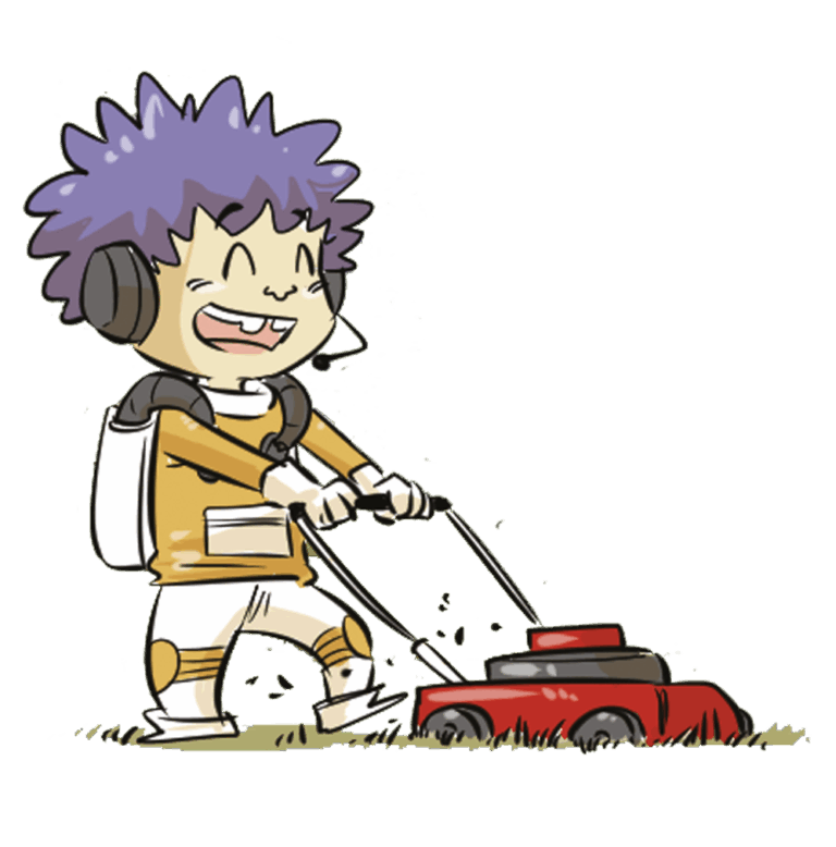 Personnage d'illustration en train de tondre